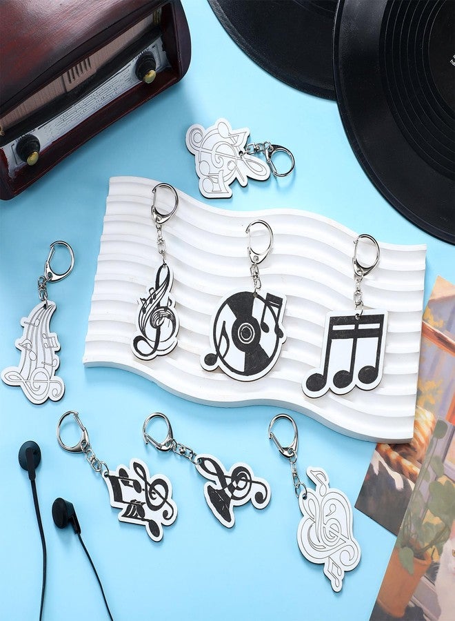 Quelay 24 Pcs Musical Note Keychain Craft Music Party Favors Color Your Own Wooden Keychains Musical Note Awards Gifts for Students Music Party Supplies School Classroom Activities, 12 Styles - Image 3
